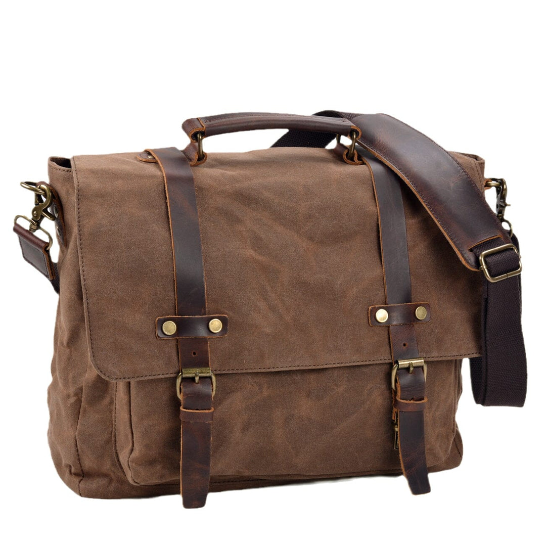 Men’s Vintage Waxed Canvas Leather Messenger Bag | Ryan