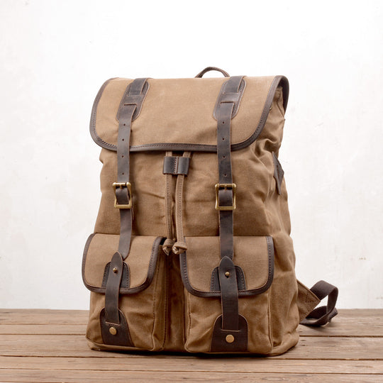 Unisex Heavy-Duty Waxed Canvas Leather Travel Backpack 15.6" | Marcus